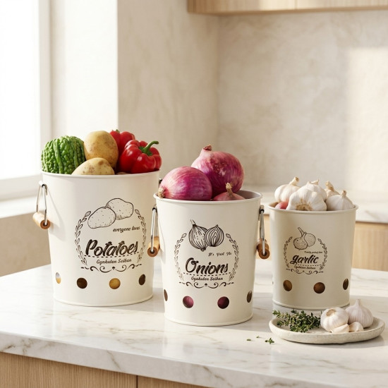Iron Vegetable Containers 3 Pieces